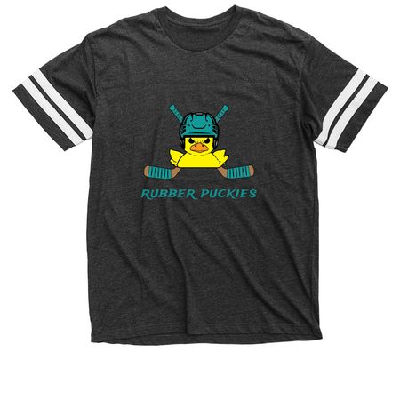 Rubber Puckies Tees & Sweatshirts, a Vintage Smoke / White Football Jersey Tee