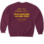 RUST BUSTERS MAROON, a Maroon Softstyle Crewneck Sweatshirt (back-view)