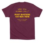RUST BUSTERS MAROON, a Maroon Premium Cotton Tee (back-view)