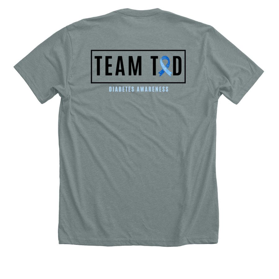Team T1D Collection, a Heather Blue Storm Premium Unisex Tee (back-view)