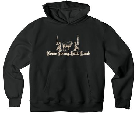 Come Spring, Little Lamb Merch, a Vintage Black Premium Heavyweight Pullover Hoodie