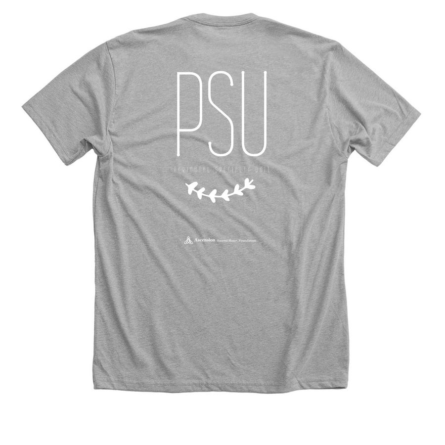 PSU Unit, a Athletic Heather Premium Unisex Tee (back-view)