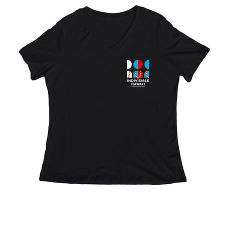 Indivisible Hawai'i Official T-Shirts, a Black Women's Relaxed V-Neck Tee