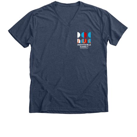 Indivisible Hawai'i Official T-Shirts, a Heather Navy Premium V-Neck Tee