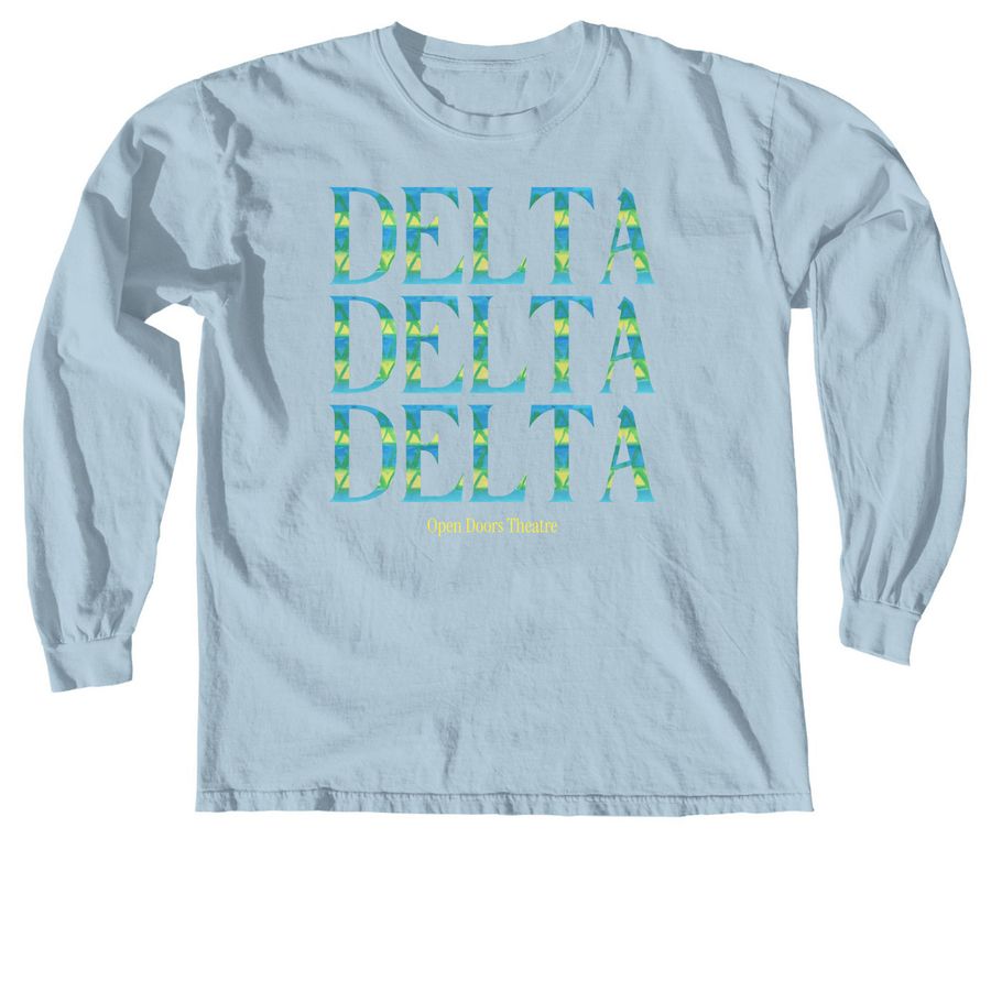"Delta Delta Delta" Art Fill Wear, a Chambray Comfort Colors Long Sleeve Tee