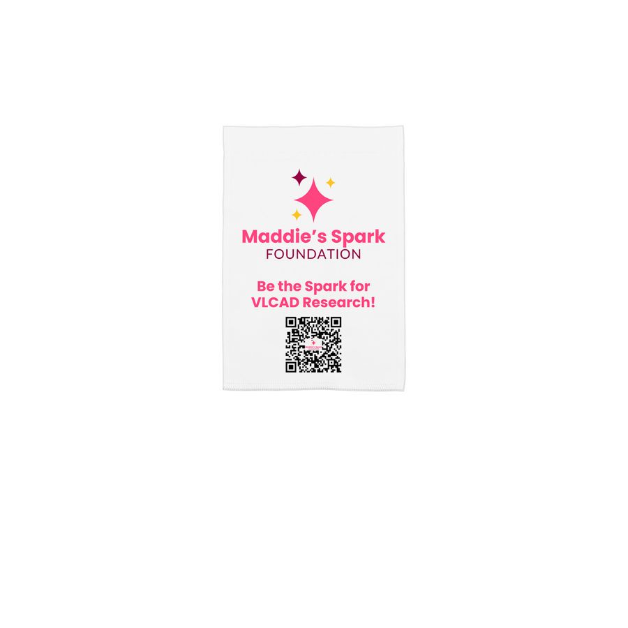 Garden Flag | Maddie's Spark Gear, a White 12" x 18" Yard Flag