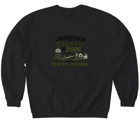 I Survived! Vermilion County Edition&nbsp;, a Black Softstyle Crewneck Sweatshirt