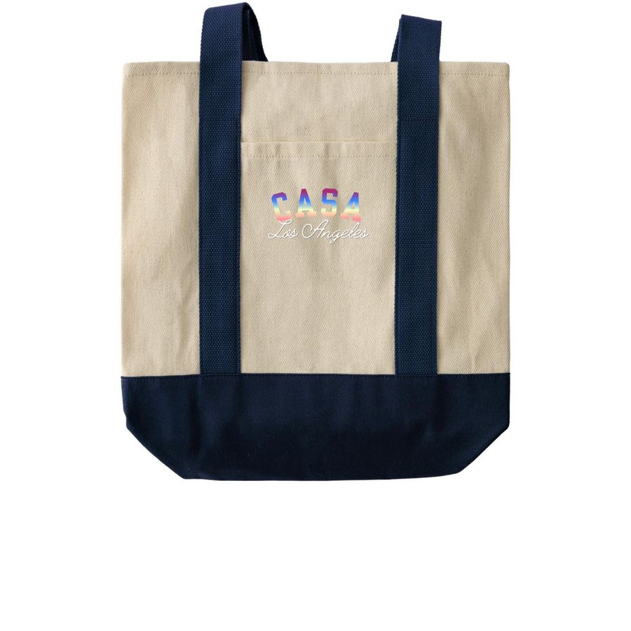 CASA of Los Angeles Tote, a Natural/Navy Two-Tone Grocery Tote Bag