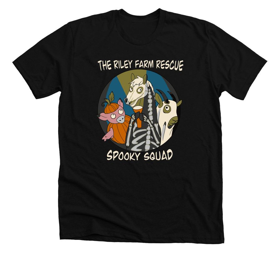 THE RILEY FARM SPOOKY SQUAD, a Solid Black Blend Premium Unisex Tee