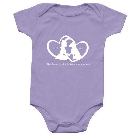"The Love of Dogs" Baby Onesie, a Lavender Infant Onesie