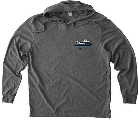"TAKEENA AFLOAT", a Aluminum Grey Allmade Eco Triblend Hoodie Tee
