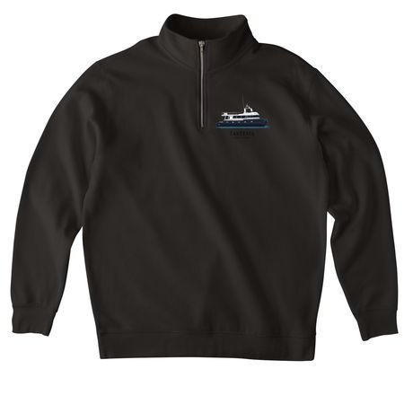 "TAKEENA AFLOAT", a Black Midweight Quarter Zip Pullover