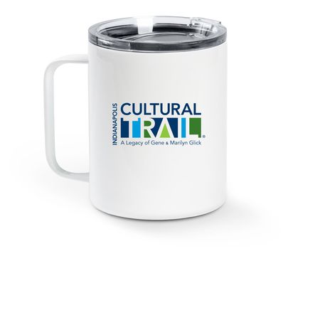 Hexagon Paver Mug, a White Stainless Steel Travel Mug (back-view)