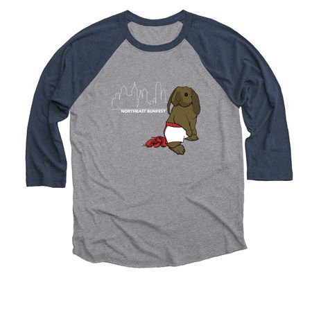 Northeast Bunfest 2025, a Vintage Navy and Premium Heather 3/4 Sleeve Baseball Tee