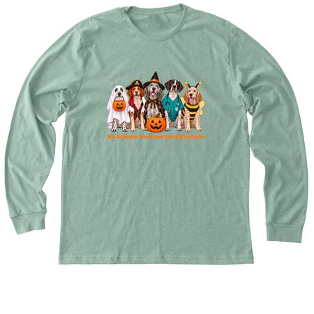 Howl-o-ween Tails, a Heather Dusty Blue Premium Long Sleeve Tee
