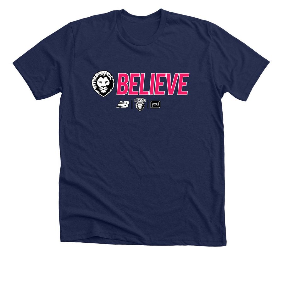 Lions Believe 2026 Afl Grand Finalist T-Shirt, a Solid Navy Blend Premium Unisex Tee