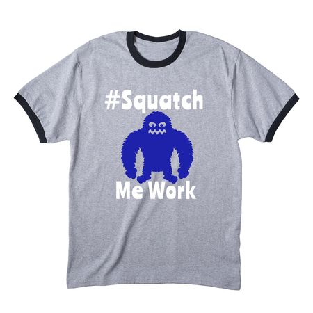 SquatchMeWork, a Athletic Heather/ Jet Black Cotton Ringer Tee