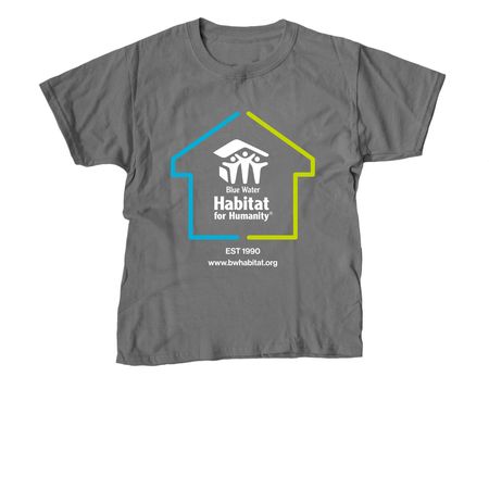 Blue Water Habitat for Humanity, a Charcoal Youth Unisex Tee