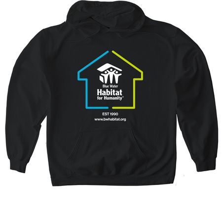 Blue Water Habitat for Humanity, a Black Gildan Softstyle Pullover Hoodie