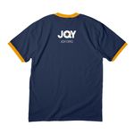 Werk Slay Kvetch, a Navy/ Gold Cotton Ringer Tee (back-view)
