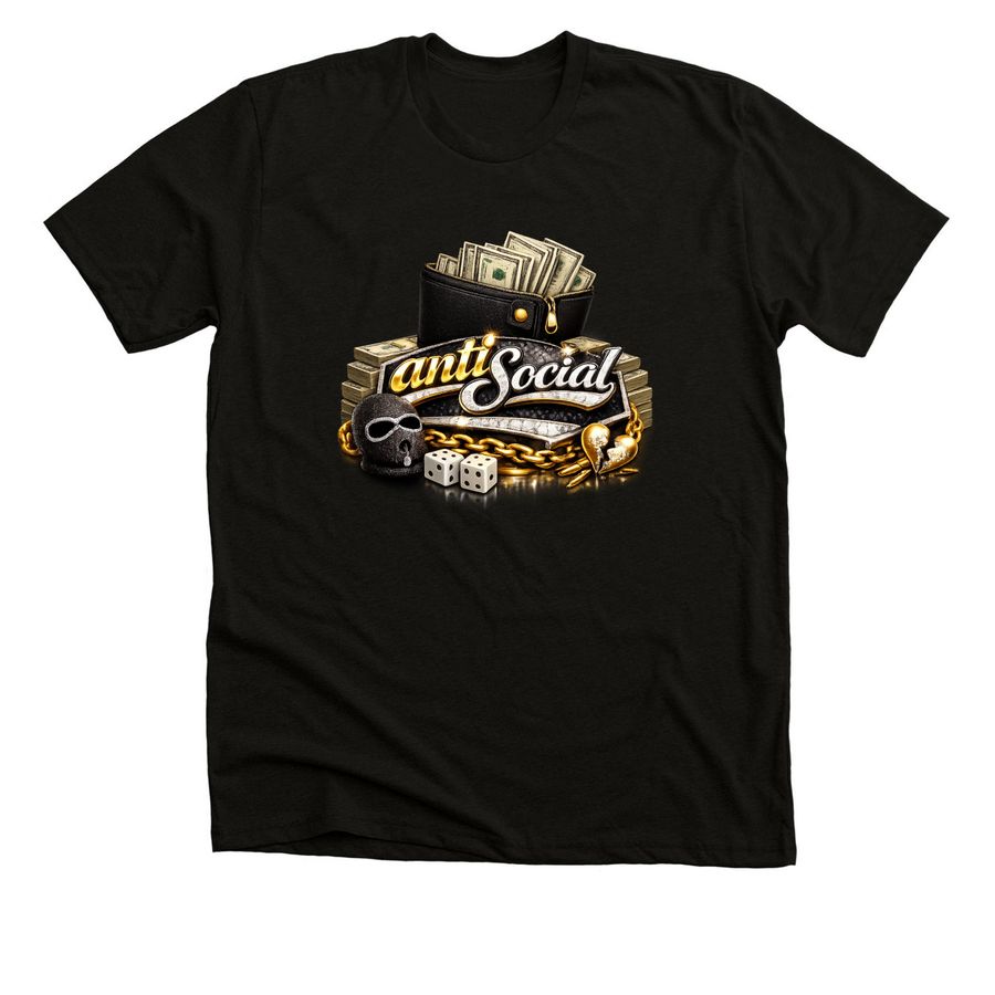 Men AntiSocial&nbsp;, a Black Heather Premium Unisex Tee