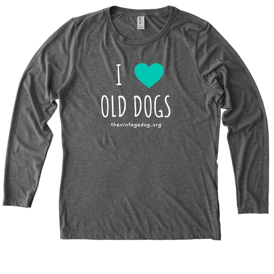 I Love Old Dogs - Logo Tee, a Aluminum Grey Allmade Eco Triblend Women?s Long Sleeve Tee