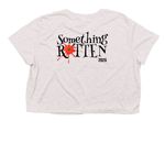 Something Rotten Merch, a Heather Dust Women?s Flowy Cropped Tee (back-view)