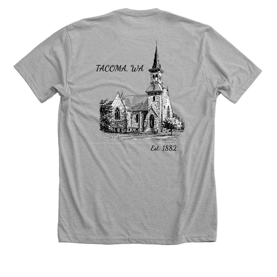 St. Luke's Preschool and Church&nbsp;, a Athletic Heather Premium Unisex Tee (back-view)