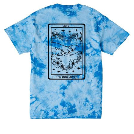 Dog Lover?Tarot Card, a Sky Blue Crystal Tie Dye Tee