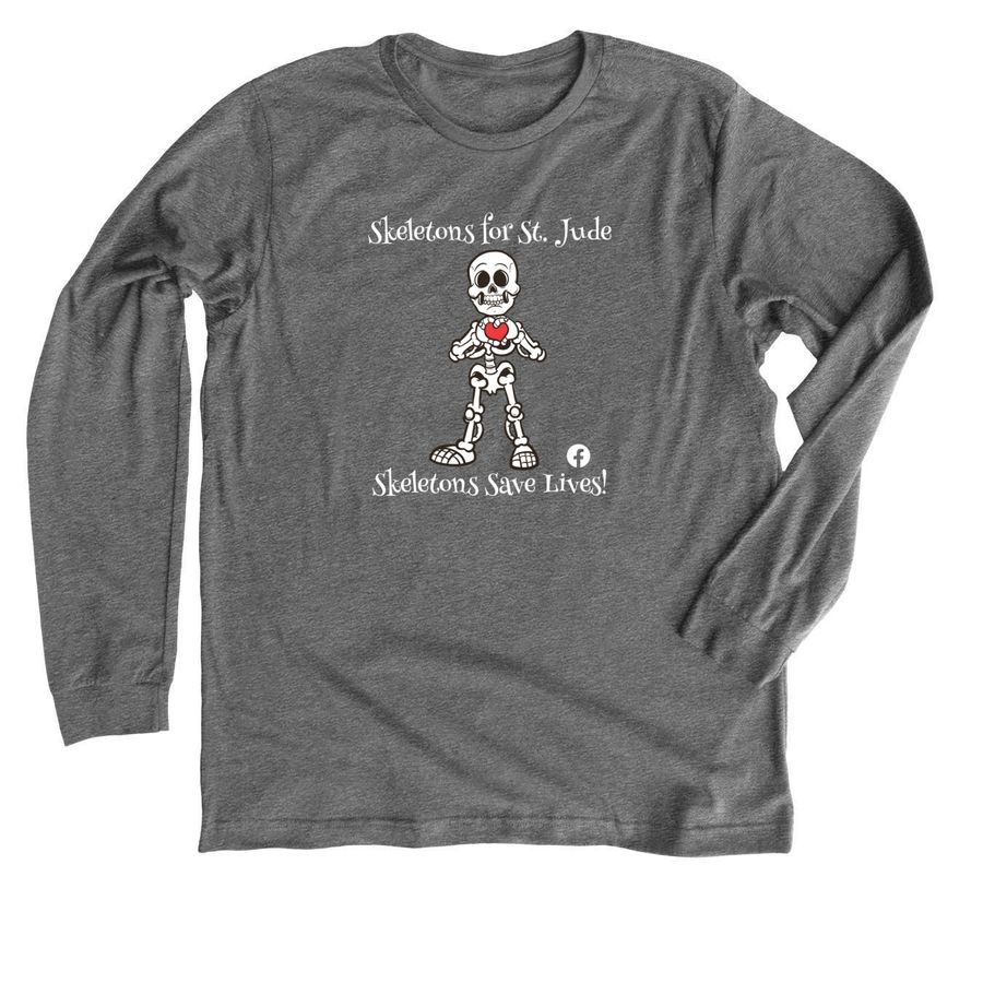Skeletons for St. Jude Fundraiser, a Athletic Heather Premium Long Sleeve Tee