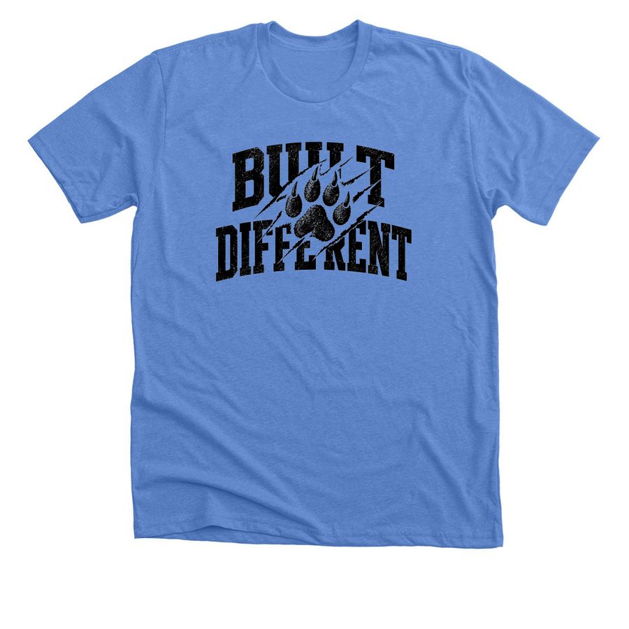 Built Different, a Heather Columbia Blue Premium Unisex Tee