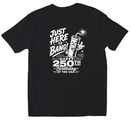 JUST HERE TO BANG, a Black Softstyle Cotton Tee