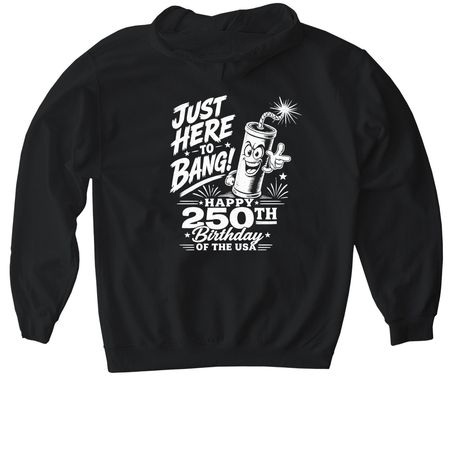 JUST HERE TO BANG, a Black Gildan Softstyle Pullover Hoodie