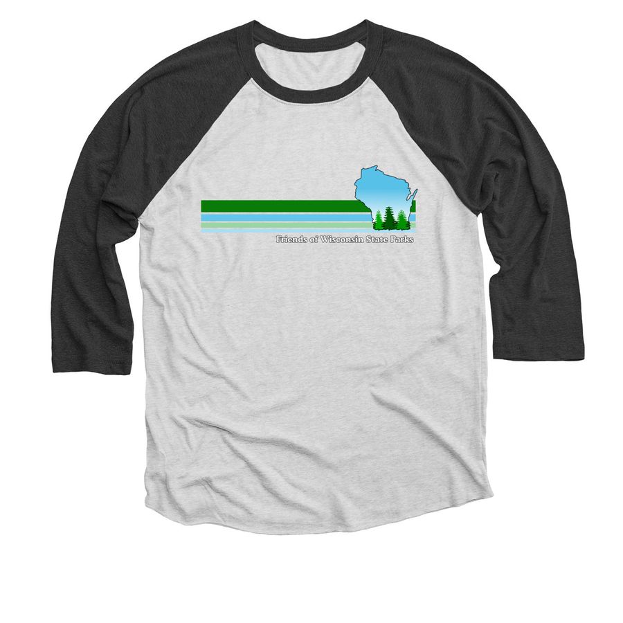 Friends of Wisconsin State Parks 30th Anniversary, a Black and Heather White 3/4 Sleeve Baseball Tee