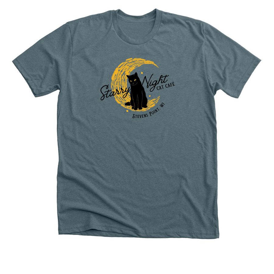 Starry Night Cat Cafe&nbsp;, a Heather Slate Premium Unisex Tee