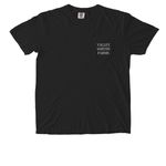 Cash Pocket and Back, a Black Comfort Colors Pocket Tee (back-view)
