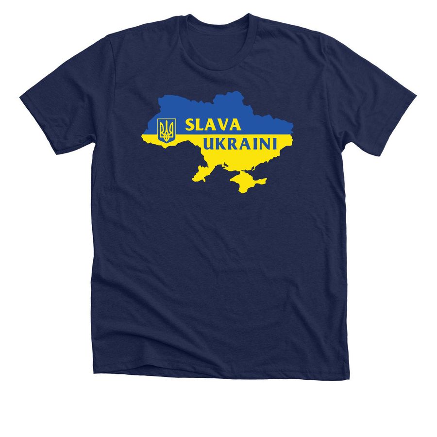 Slava Ukraini Support Ukraine Flag Shirt&nbsp;, a Solid Navy Blend Premium Unisex Tee