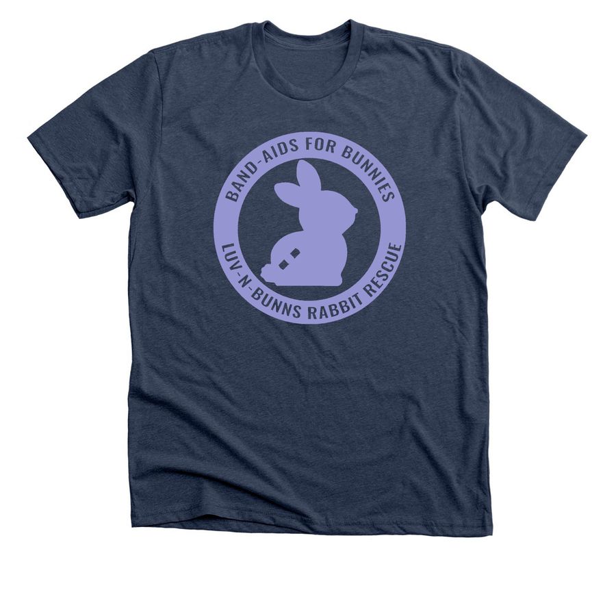 Spring Bandaids for Bunnies (Lilac logo), a Heather Navy Premium Unisex Tee