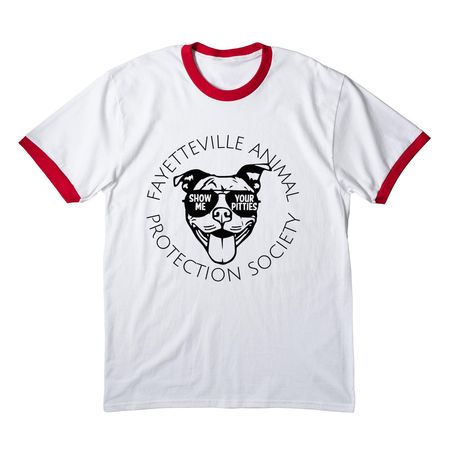 Show Me Your Pitties, a White/ Red Cotton Ringer Tee
