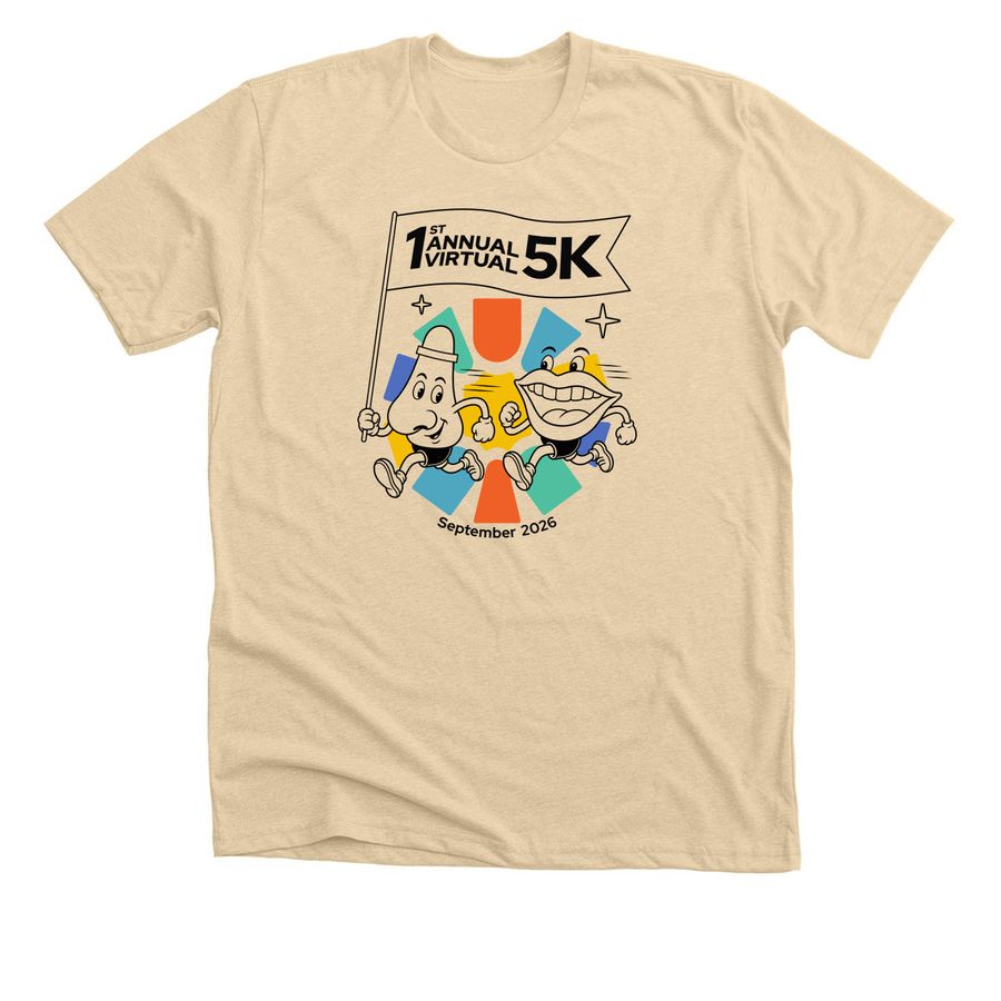 1st Annual Virtual 5K Tee, a Heather Soft Cream Premium Unisex Tee