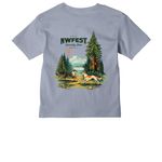 NWFest 2026 Apparel: 2-Sided Logo, a Vintage Denim Youth Heavyweight Tee (back-view)