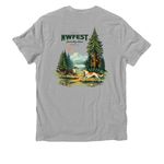 NWFest 2026 Apparel: 2-Sided Logo, a Granite Grey Heather Allmade Organic Cotton Unisex Tee (back-view)