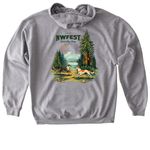 NWFest 2026 Apparel: 2-Sided Logo, a Sport Grey Gildan Softstyle Pullover Hoodie (back-view)