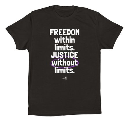 Justice Without Limits, a Black Premium Cotton Tee