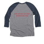 Show up for them, a Vintage Navy and Premium Heather 3/4 Sleeve Baseball Tee (back-view)