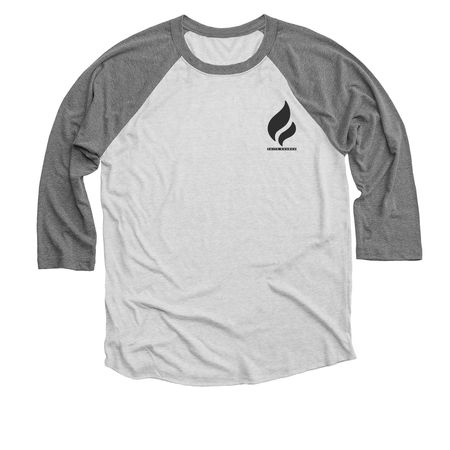 Flame Shirts, a Premium Heather and Heather White 3/4 Sleeve Baseball Tee