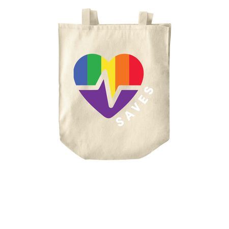 LGBTQ SAVES Tote Bag, a Natural Over-the-Shoulder Shopping Tote Bag