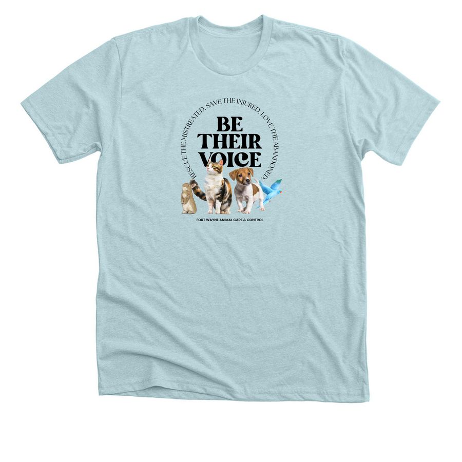 Be Their Voice, a Heather Ice Blue Premium Unisex Tee