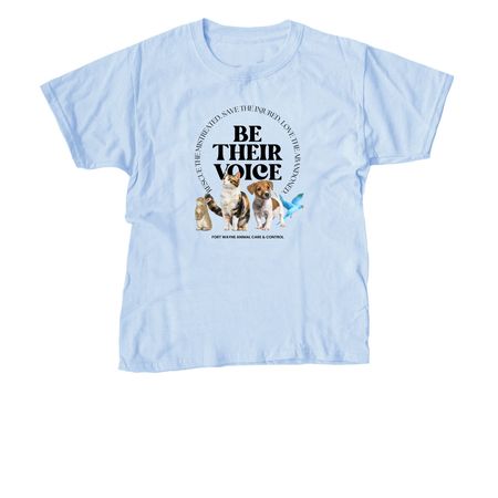 Be Their Voice, a Light Blue Youth Unisex Tee
