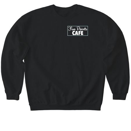 Five Points Cafe, a Black Softstyle Crewneck Sweatshirt